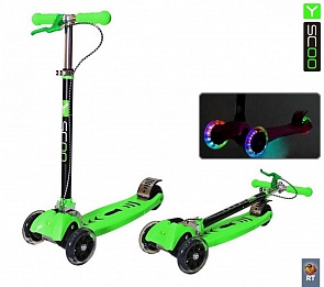 Самокат Maxi City RT Shine Gagarin трансформер с ручным тормозом, green (Y-SCOO, 4970RT)